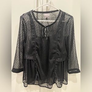 Anthropologie Vanessa Virginia brand sheer polka dot top, size 4, fits like XS